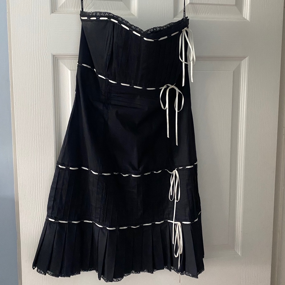 Vintage Betsey Johnson Strapless Pleated Dress 10